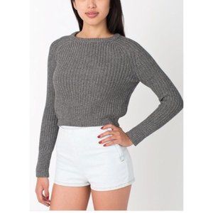 American Apparel Gray Cropped Fisherman Sweater XS